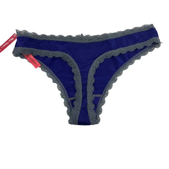 Miss Vickie's Intimates Royal Purple Dark Grey Lace Trim Thong Womens Small 5/$2 - Picture 4 of 5